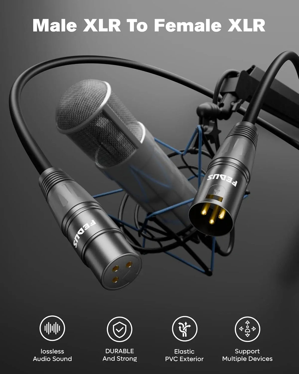 FEDUS StagePro XLR Cable, Professional Balanced XLR Male to Female Microphone cable Cord, Oxygen-Free Copper, mic wire, For Podcast, Stage, Studio, Guitar, Audio, Speaker, Mixer, Behringer FEDUS