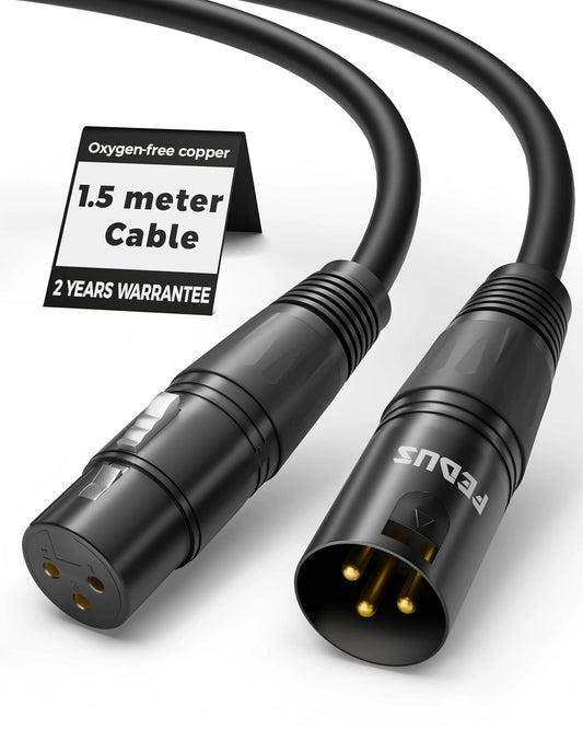 FEDUS StagePro 1.5 Meter XLR Cable, Professional Balanced XLR Male to Female Microphone cable Cord, Oxygen-Free Copper, mic wire, For Podcast, Stage, Studio, Guitar, Audio, Speaker, Mixer, Behringer