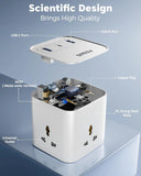 FEDUS Surge Protector, 3 Way Cube Shape Universal Sockets with USB Port Type A & C, 9.8 Ft Long Cable, Extension Board Cord, Automatic Overload Protection, Fireproof Power Strip Switch board, Spike Guard