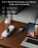 FEDUS Surge Protector, 5 Universal Sockets with Individual Switch, Extension Board Cord, Automatic Overload Protection, Fireproof Power Strip Switch Board, Spike Guard