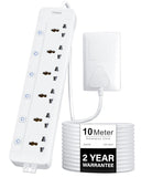 FEDUS Surge Protector, 6 Universal Sockets with Individual Switch, Long Cable, Extension Board Cord, Automatic Overload Protection, Fireproof Power Strip Switch Board, Spike Guard