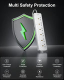 FEDUS Surge Protector, 6 Universal Sockets with Individual Switch, Long Cable, Extension Board Cord, Automatic Overload Protection, Fireproof Power Strip Switch Board, Spike Guard