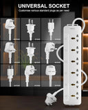 FEDUS Surge Protector, 6 Universal Sockets with Individual Switch, Long Cable, Extension Board Cord, Automatic Overload Protection, Fireproof Power Strip Switch Board, Spike Guard