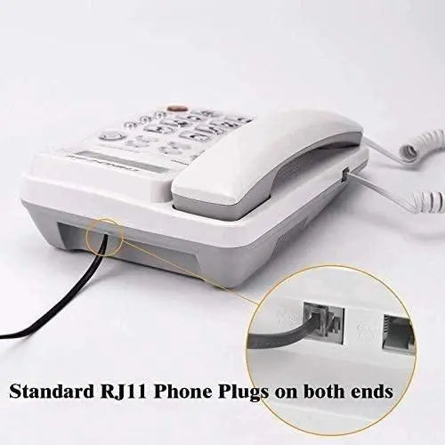 FEDUS Telephone Landline Extension Cord Cable Landline Wire with Standard RJ-11 Plugs, High-Speed Internet Modem Cable Black FEDUS
