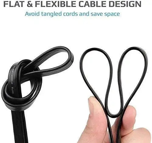 FEDUS Telephone Landline Extension Cord Cable Landline Wire with Standard RJ-11 Plugs, High-Speed Internet Modem Cable Black FEDUS