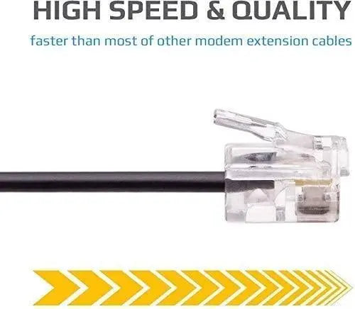 FEDUS Telephone Landline Extension Cord Cable Landline Wire with Standard RJ-11 Plugs, High-Speed Internet Modem Cable Black FEDUS
