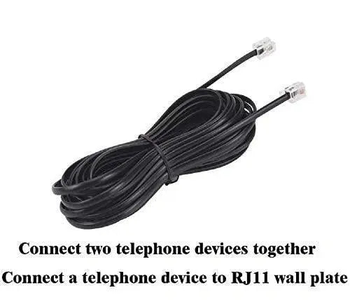 FEDUS Telephone Landline Extension Cord Cable Landline Wire with Standard RJ-11 Plugs, High-Speed Internet Modem Cable Black FEDUS