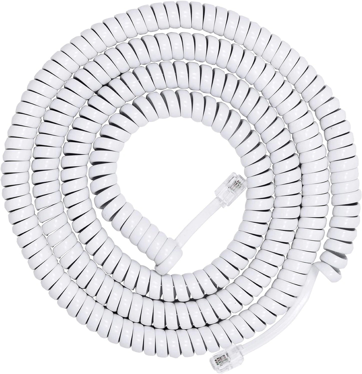 FEDUS Telephone Phone Handset Cable Cord, 6.5Ft Uncoiled / 1.5Ft Coiled, Landline Phone 4P4CPure-Copper Coiled Curly Cord Male to Male RJ9/RJ10 Cable, Telephone Accessory