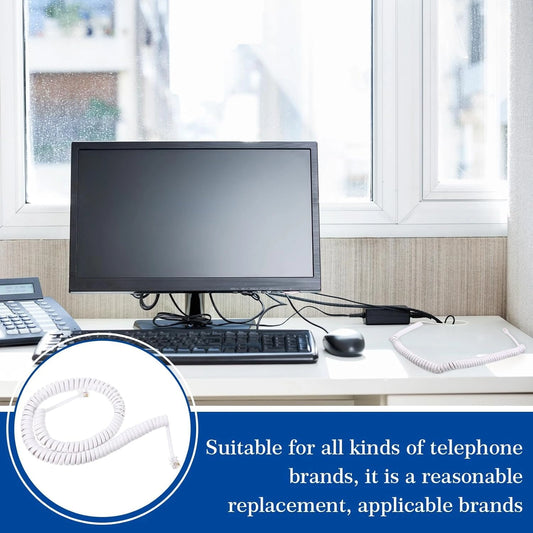 FEDUS Telephone Phone Handset Cable Cord, 6.5Ft Uncoiled / 1.5Ft Coiled, Landline Phone 4P4CPure-Copper Coiled Curly Cord Male to Male RJ9/RJ10 Cable, Telephone Accessory