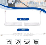 FEDUS Telephone Phone Handset Cable Cord, 6.5Ft Uncoiled / 1.5Ft Coiled, Landline Phone 4P4CPure-Copper Coiled Curly Cord Male to Male RJ9/RJ10 Cable, Telephone Accessory