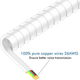 FEDUS Telephone Phone Handset Cable Cord, 6.5Ft Uncoiled / 1.5Ft Coiled, Landline Phone 4P4CPure-Copper Coiled Curly Cord Male to Male RJ9/RJ10 Cable, Telephone Accessory