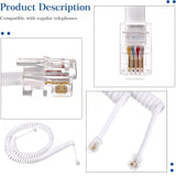 FEDUS Telephone Phone Handset Cable Cord, 6.5Ft Uncoiled / 1.5Ft Coiled, Landline Phone 4P4CPure-Copper Coiled Curly Cord Male to Male RJ9/RJ10 Cable, Telephone Accessory