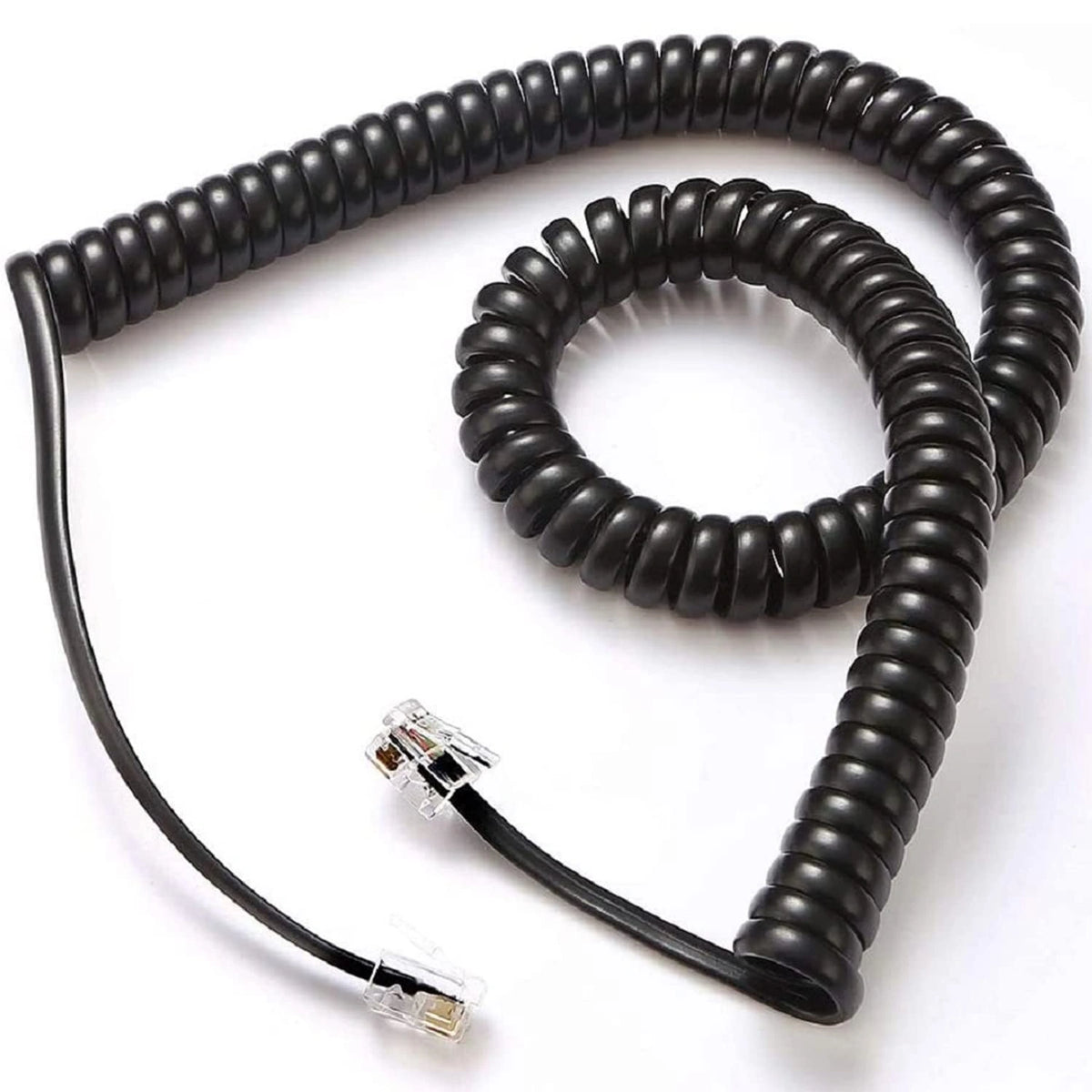 FEDUS Telephone Phone Handset Cable Cord, 9Ft Uncoiled / 1.5Ft Coiled, Landline Phone 4P4CPure-Copper Coiled Curly Cord Male to Male RJ9/RJ10 Cable, Telephone Accessory