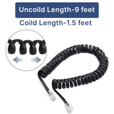 FEDUS Telephone Phone Handset Cable Cord, 9Ft Uncoiled / 1.5Ft Coiled, Landline Phone 4P4CPure-Copper Coiled Curly Cord Male to Male RJ9/RJ10 Cable, Telephone Accessory