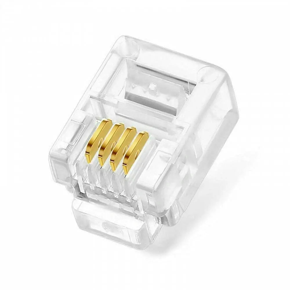 FEDUS Telephone Plug 4 Pin RJ11 6P4C Modular Plug Telephone Phone Connector Crystal Head Plug Network Connector (6/2, Telephone Cord Connector Adapter Crimp) Four-core Cable RJ 11 Plug FEDUS