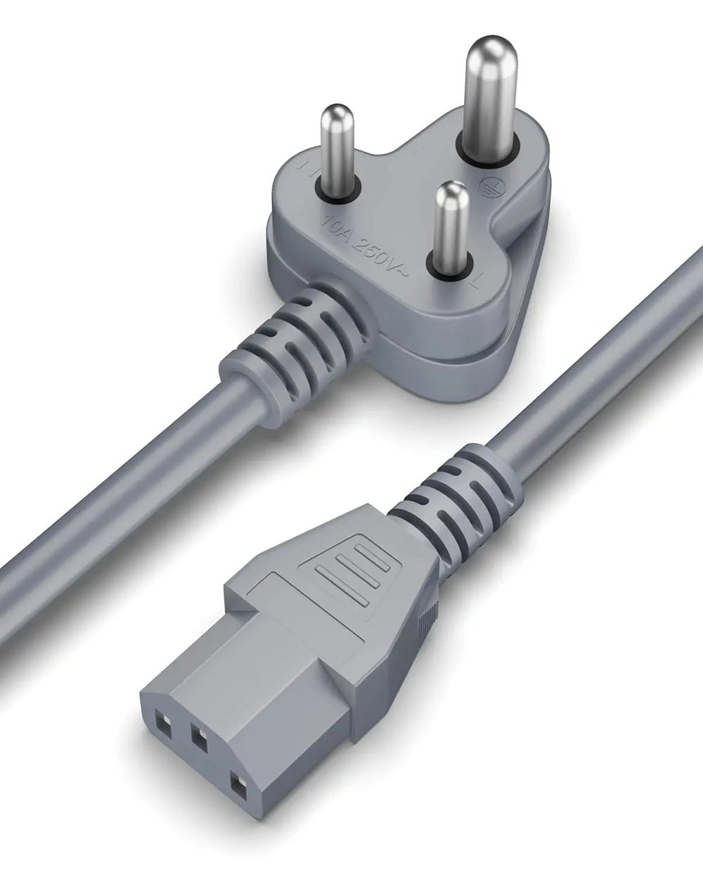 FEDUS TPR (Thermoplastic Rubber) Desktop PC Computer Power Cord, 2500 Watt IEC C13 Cable for Gaming pC, 3 Pin Ac Wire Lead for SMPS Power Supply, Monitor, Printer, Electric Kettle, TV, Grey FEDUS