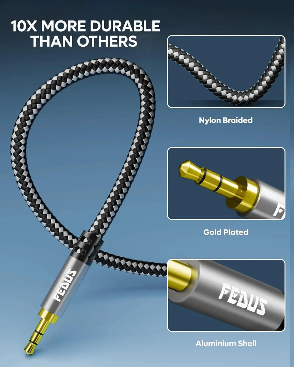 FEDUS Gold Plated Oxygen Free Copper 3.5mm 1/8" TRS to Dual 6.35mm 1/4" TS Mono Stereo Y-Cable Splitter Cord Compatible for Phones, Sound Cards, CD Players, Multimedia Speakers, Home Stereo FEDUS