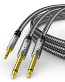 FEDUS 1.5 Meter Gold Plated Oxygen Free Copper 3.5mm 1/8" TRS to Dual 6.35mm 1/4" TS Mono Stereo Y-Cable Splitter Cord Compatible for Phones, Sound Cards, CD Players, Multimedia Speakers, Home Stereo