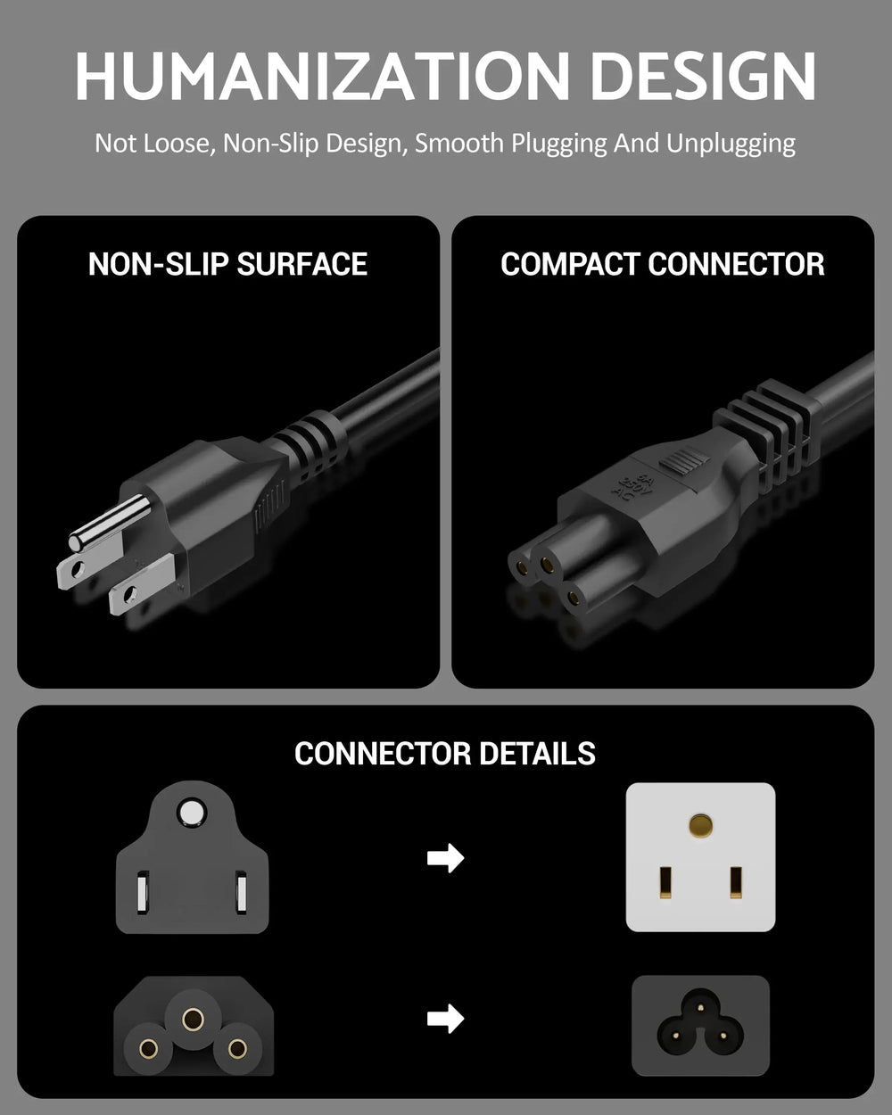 FEDUS Type B USA/Canada/Japan/America Universal Laptop, Monitor Power Cord, type B to C5 Power Cable for Monitor, PC, Laptop, Printer, Scanner, 10Amps 18 AWG GA NEMA 5-15P to IEC5 1.8M Cheeku Technologies