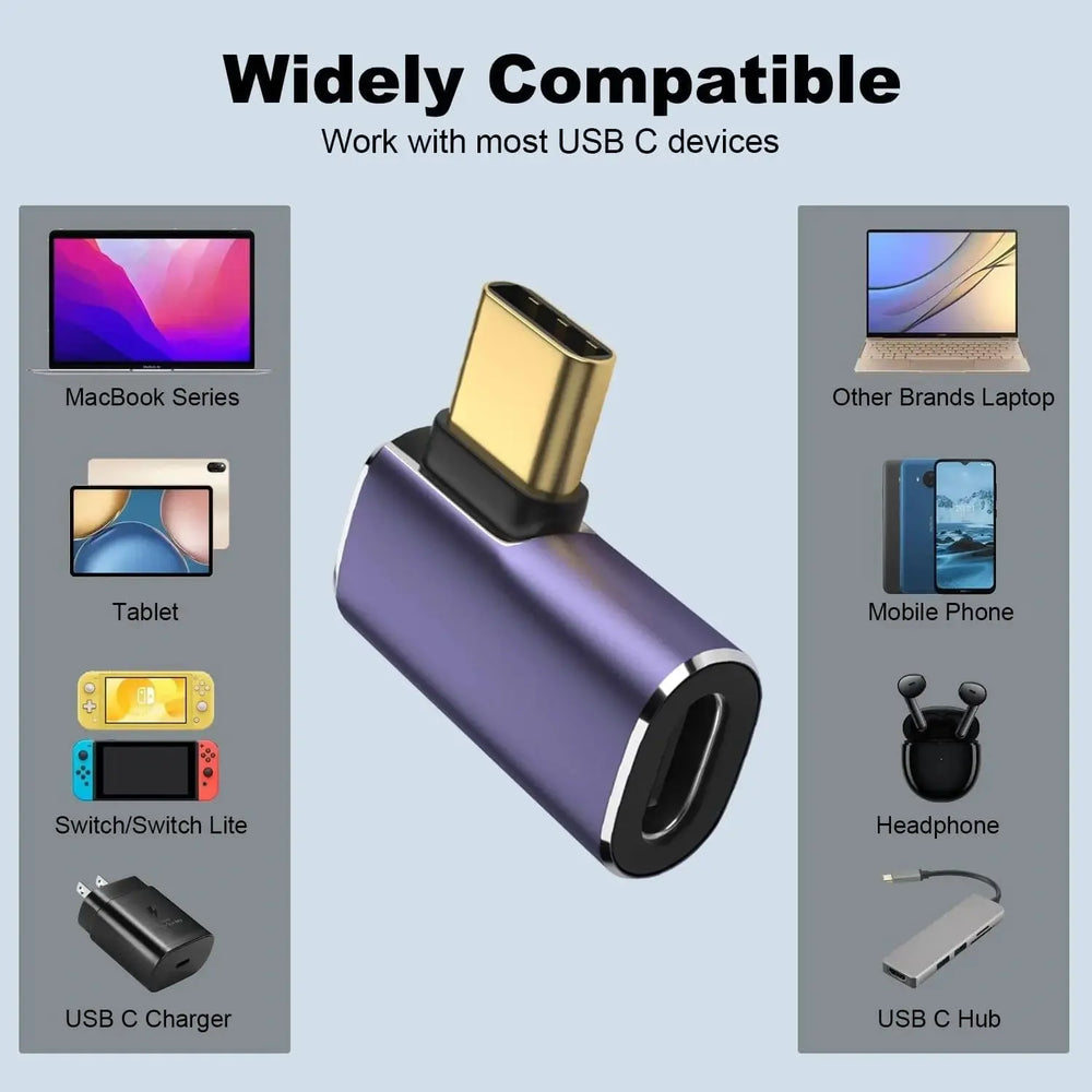 FEDUS Type C Male to Female USB C Right Angle Adapter, 90 Degree 100W 40Gbps 8K Video USB C Male to Female Extension Extender Cheeku Technologies
