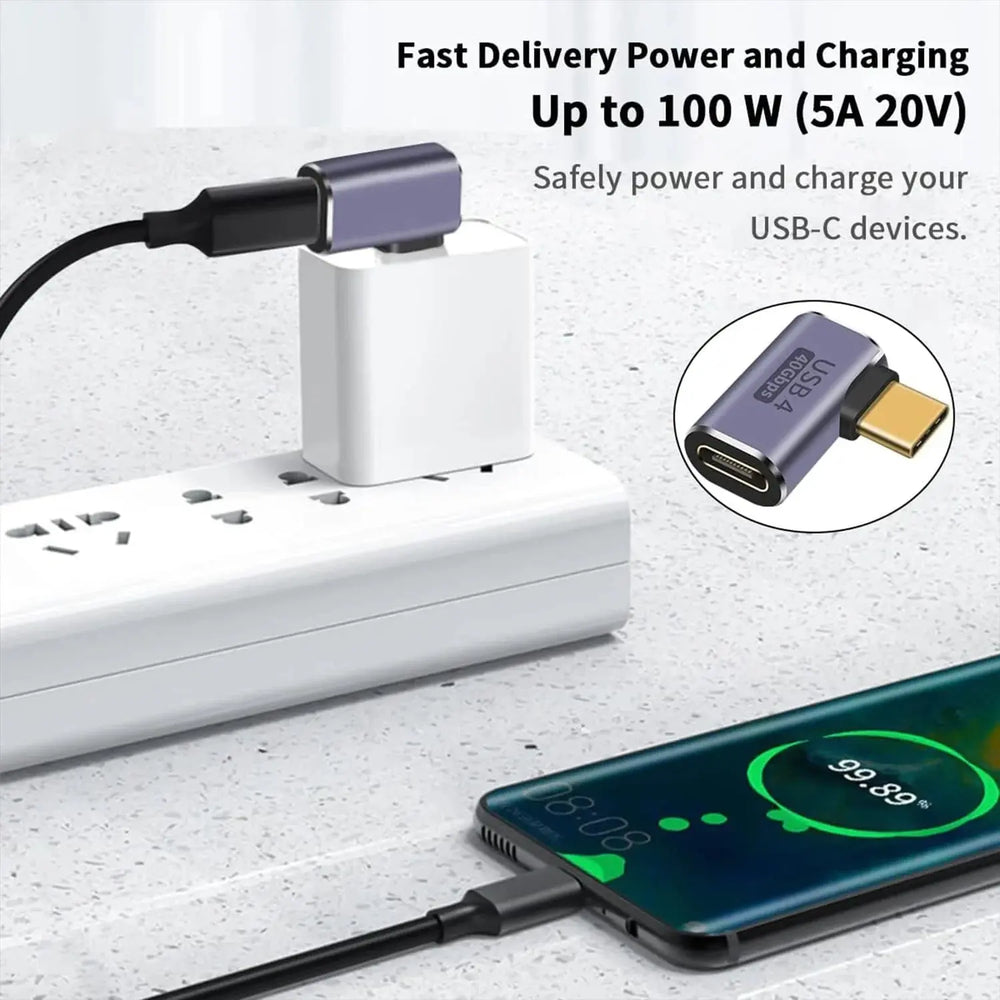 FEDUS Type C Male to Female USB C Right Angle Adapter, 90 Degree 100W 40Gbps 8K Video USB C Male to Female Extension Extender Cheeku Technologies