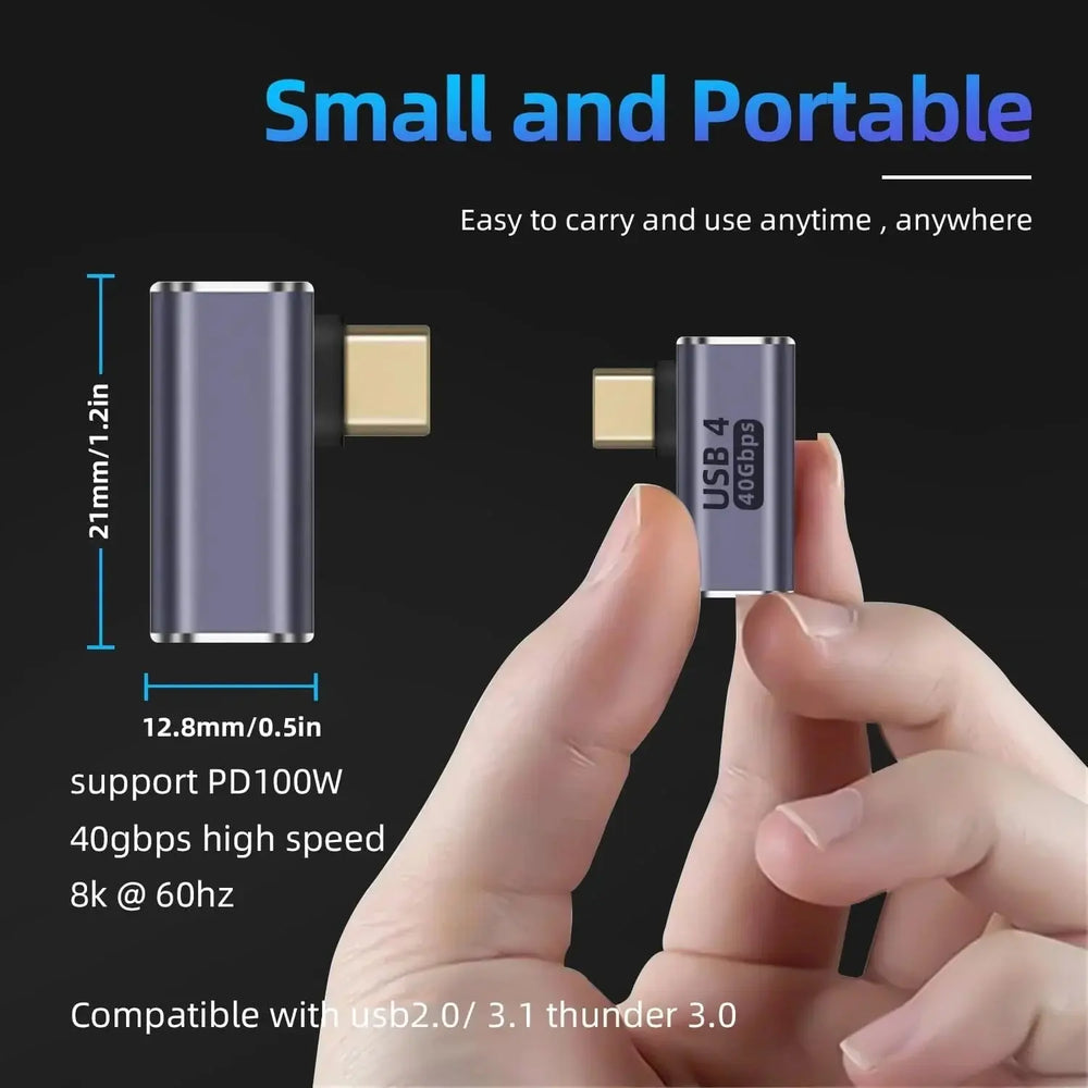 FEDUS Type C Male to Female USB C Right Angle Adapter, 90 Degree 100W 40Gbps 8K Video USB C Male to Female Extension Extender Cheeku Technologies