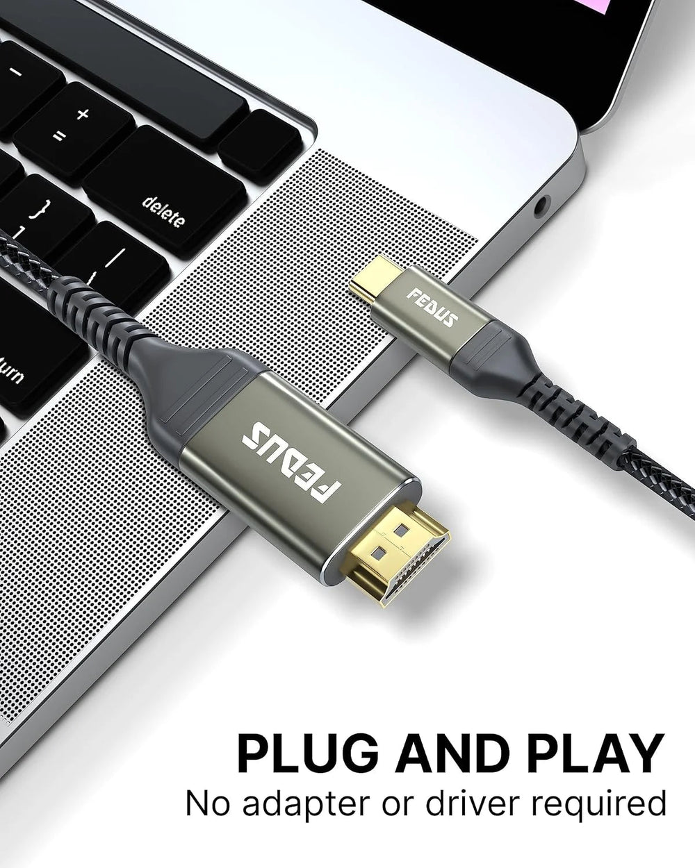 FEDUS USB C to HDMI Cable, 4K@60Hz Type-C to HDMI Adaptor for Home Office and MAC Thunderbolt 3/4 Compatible USB C to HDMI Converter for Laptop, Mobile, iPad Pro, MacBook, Chromebook, TV, Monitor Cheeku Technologies
