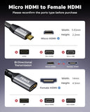 FEDUS UltraStream 4K Micro HDMI to HDMI Cable Adapter 60Hz 18Gbps 1.5 Meter High-Speed Cord for Raspberry Pi 5/4, GoPro Hero 11/10/7, Sony A6400 Camera, DSLR, Tablet, Projector, Samsung G8, G9, Cam Link