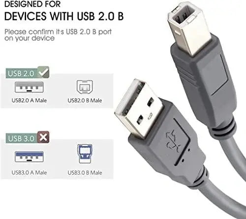 FEDUS USB 2.0 High Speed Printer Cable Scanner Cable A Male to B Male for HP, Canon, Etc.-Grey FEDUS