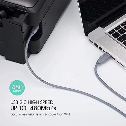FEDUS USB 2.0 High Speed Printer Cable Scanner Cable A Male to B Male for HP, Canon, Etc.-Grey FEDUS