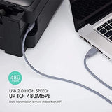 FEDUS USB 2.0 High Speed Printer Cable Scanner Cable A Male to B Male for HP, Canon, Etc.-Grey