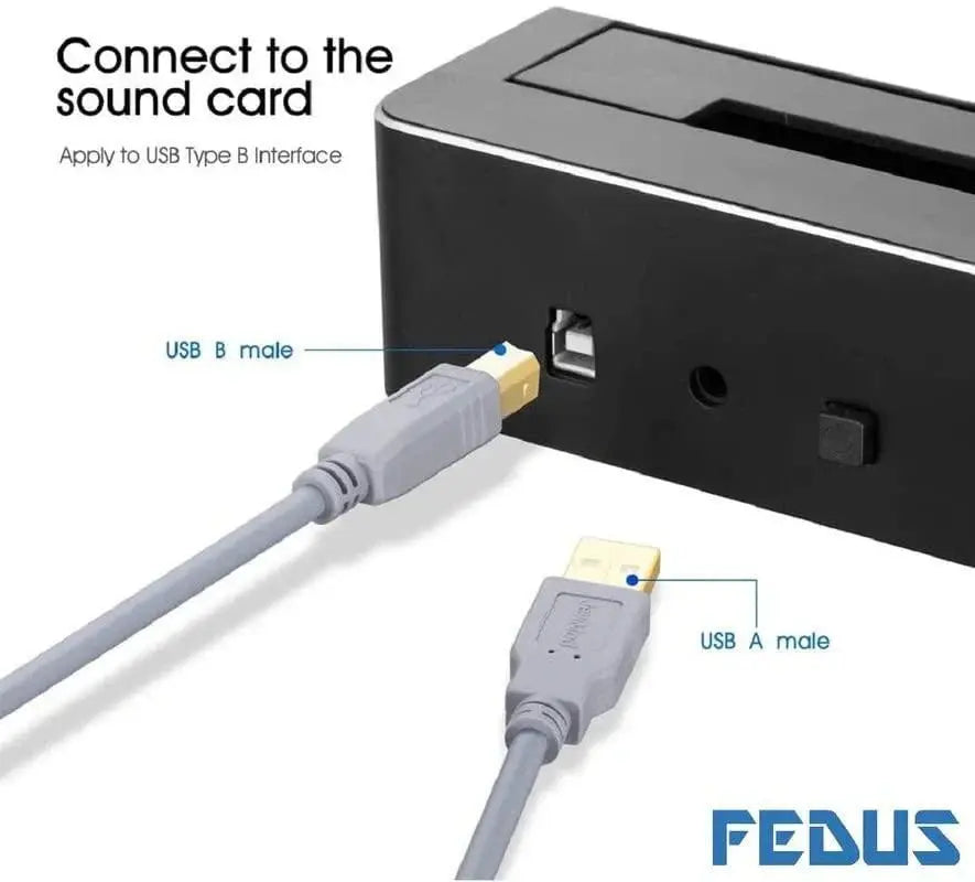 FEDUS USB 2.0 High Speed Printer Cable Scanner Cable A Male to B Male for HP, Canon, Etc.-Grey FEDUS