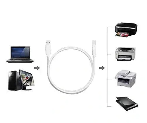 FEDUS USB 2.0 High Speed Printer Cable Scanner Cable A Male to B Male for HP, Canon, White FEDUS