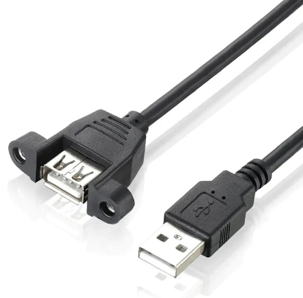 Panel Mount USB 2.0 Extension Cable - Type A Male To Female, 1ft-6ft For PC/Mac