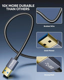 FEDUS USB 3.0 Male to Male Cable High-Speed 5Gbps Data Transfer, Premium Nylon Braided USB to USB Cord 24K Gold-Plated Connectors for Hard Drive Enclosure,Laptop Cooling Pad, Smart TV, DVD