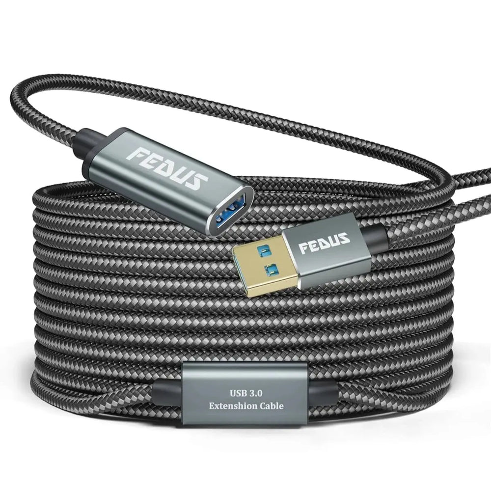 FEDUS USB 3.0 Extension Cable, Aluminum Alloy USB Cable Extender SuperSpeed USB 3.0 Type A Male to USB A Female Extension Cord for Printer, TV, PlayStation, Xbox, Hard Drive, Keyboard, USB hub FEDUS