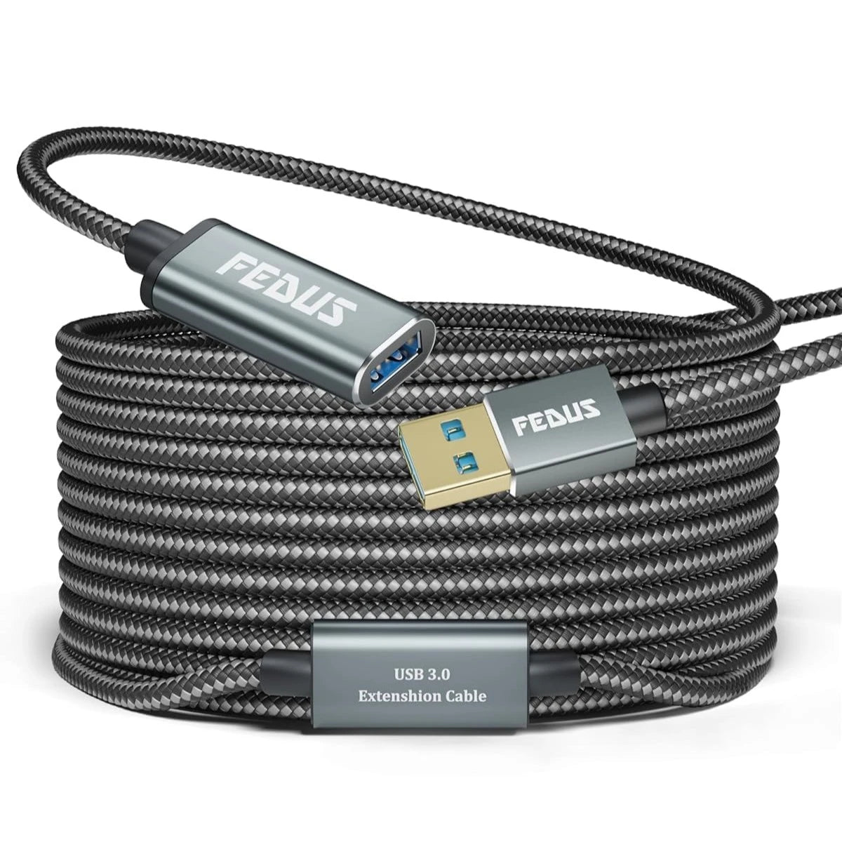 FEDUS USB 3.0 Extension Cable, Aluminum Alloy USB Cable Extender SuperSpeed USB 3.0 Type A Male to USB A Female Extension Cord for Printer, TV, PlayStation, Xbox, Hard Drive, Keyboard, USB hub