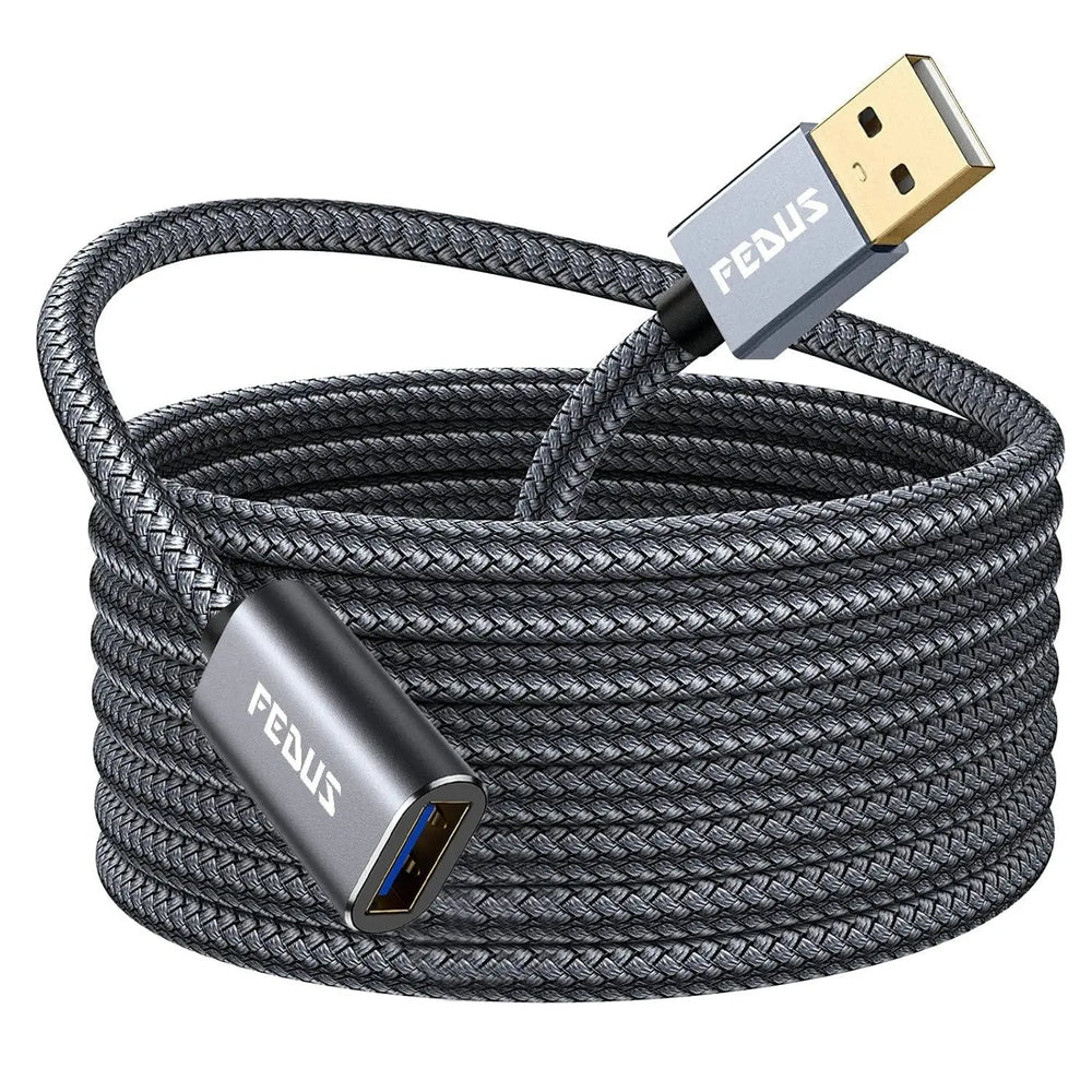 FEDUS USB 3.0 Extension Cable, Aluminum Alloy USB Cable Extender SuperSpeed USB 3.0 Type A Male to USB A Female Extension Cord for Printer, TV, PlayStation, Xbox, Hard Drive, Keyboard, USB hub FEDUS
