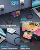 FEDUS USB 4 Cable Thunderbolt 4 Cable 40Gbps 240W [8K@60Hz 4K@144Hz] 100W PD 3.1 Fast Charging Type C Cable USB C to USB C Cable USB C Display Cable Compatible with iPhone 15 Pro, MacBook, eGPU, SSD 1M