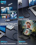 FEDUS 1M USB 4 Cable Thunderbolt 4 Cable 40Gbps 240W [8K@60Hz 4K@144Hz] 100W PD 3.1 Fast Charging Type C Cable USB C to USB C Display Cable Compatible with iPhone 15 Pro, MacBook, eGPU, SSD