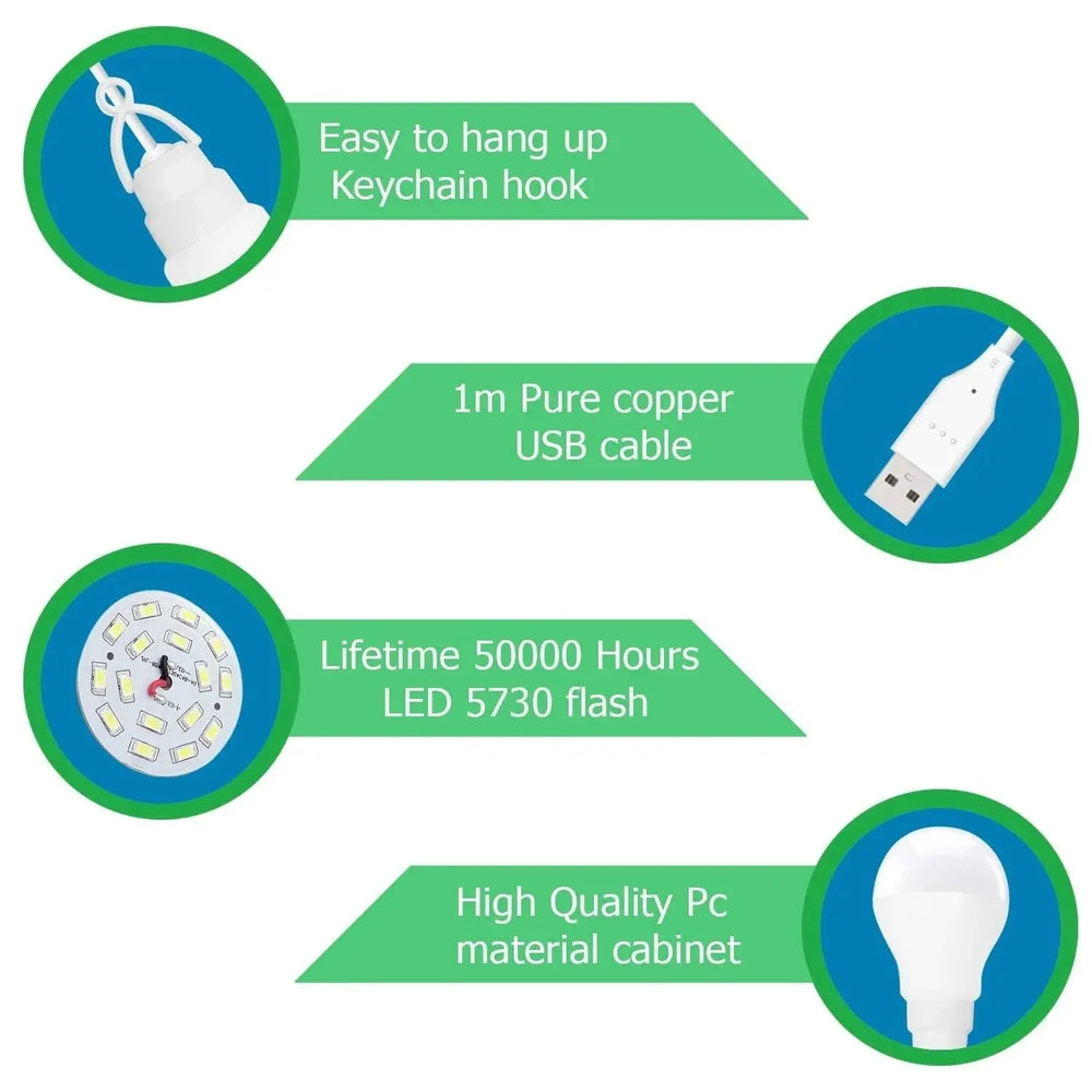 FEDUS USB Bulb for Power Bank, USB led Light for Power Bank, USB Light for Mobile Lamp/LED USB Bulb Mini LED Night Light led Portable Light - White FEDUS