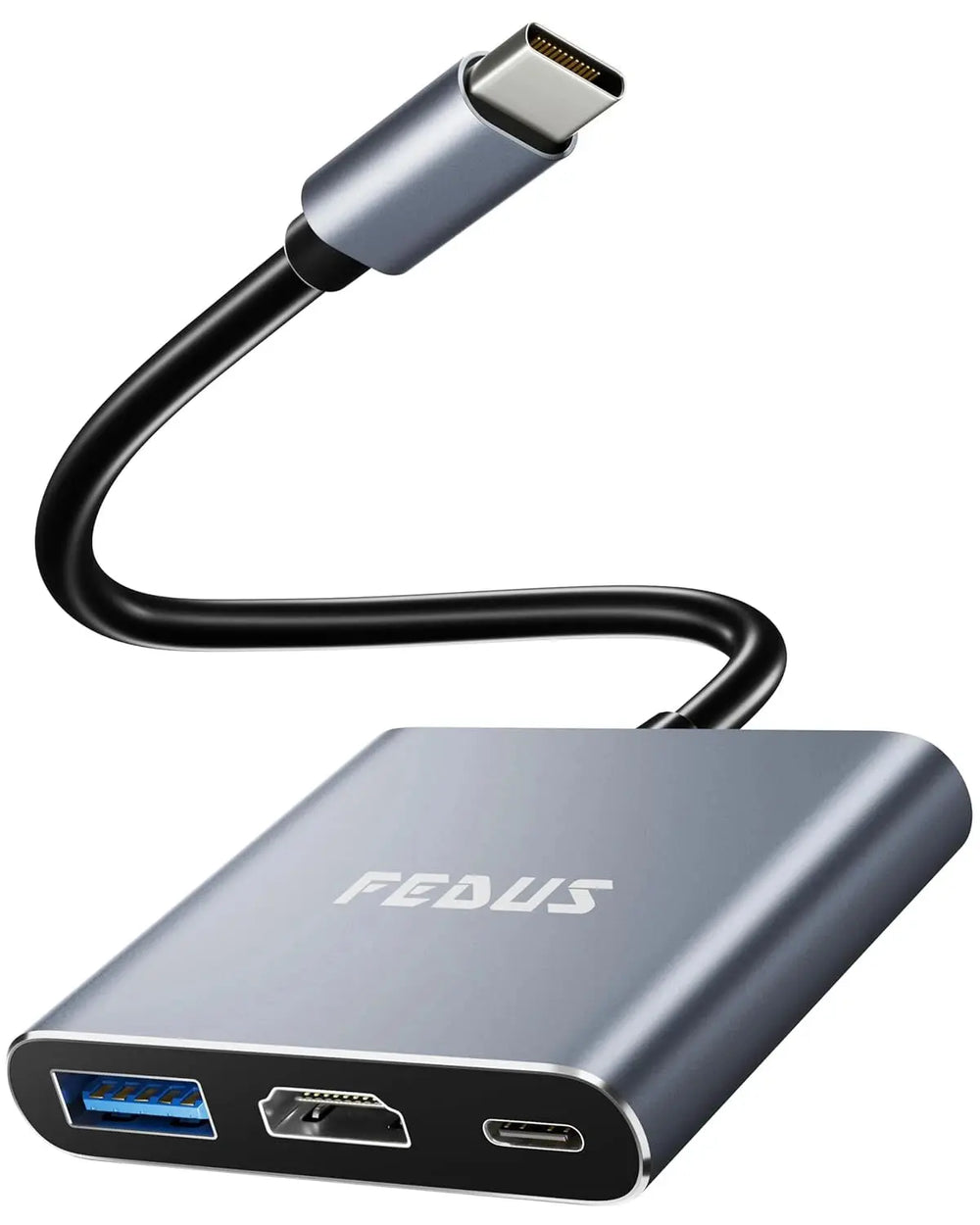 FEDUS 3-in-1 USB Hub Type C Hub, USB C Hub, USB Type C to 4K HDMI adapter Converter, Type C to USB 3.0@5gbps Type a Converter With 65W Power Delivery for MacBook Pro/Air, iPhone, Phones, Tablets, Pc Computer FEDUS