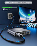 FEDUS 3-in-1 USB Hub Type C Hub, USB C Hub, USB Type C to 4K HDMI adapter Converter, Type C to USB 3.0@5gbps Type a Converter With 65W Power Delivery for MacBook Pro/Air, iPhone, Phones, Tablets, Pc Computer