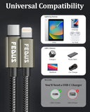 FEDUS USB C to Lightning Cable Fast Quick Charge Support Type C to Lightning Cable Nylon Braided sync Charging Cord for Car, iPhone, iPad, AirPods MacBook,14/14 Pro/14 Pro Max/13/13 Pro/12/12