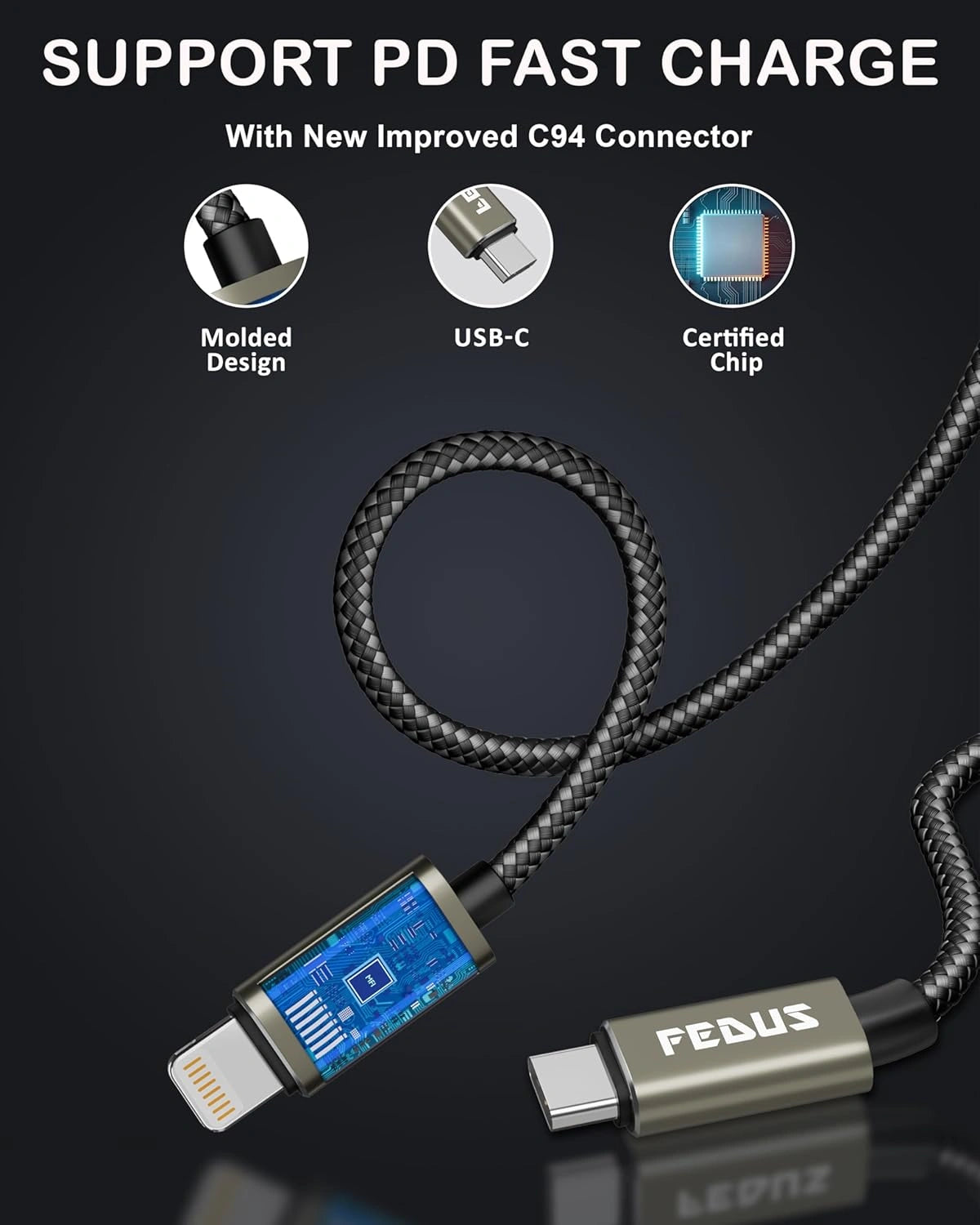 FEDUS USB C To Lightning Cable Fast Quick Charging