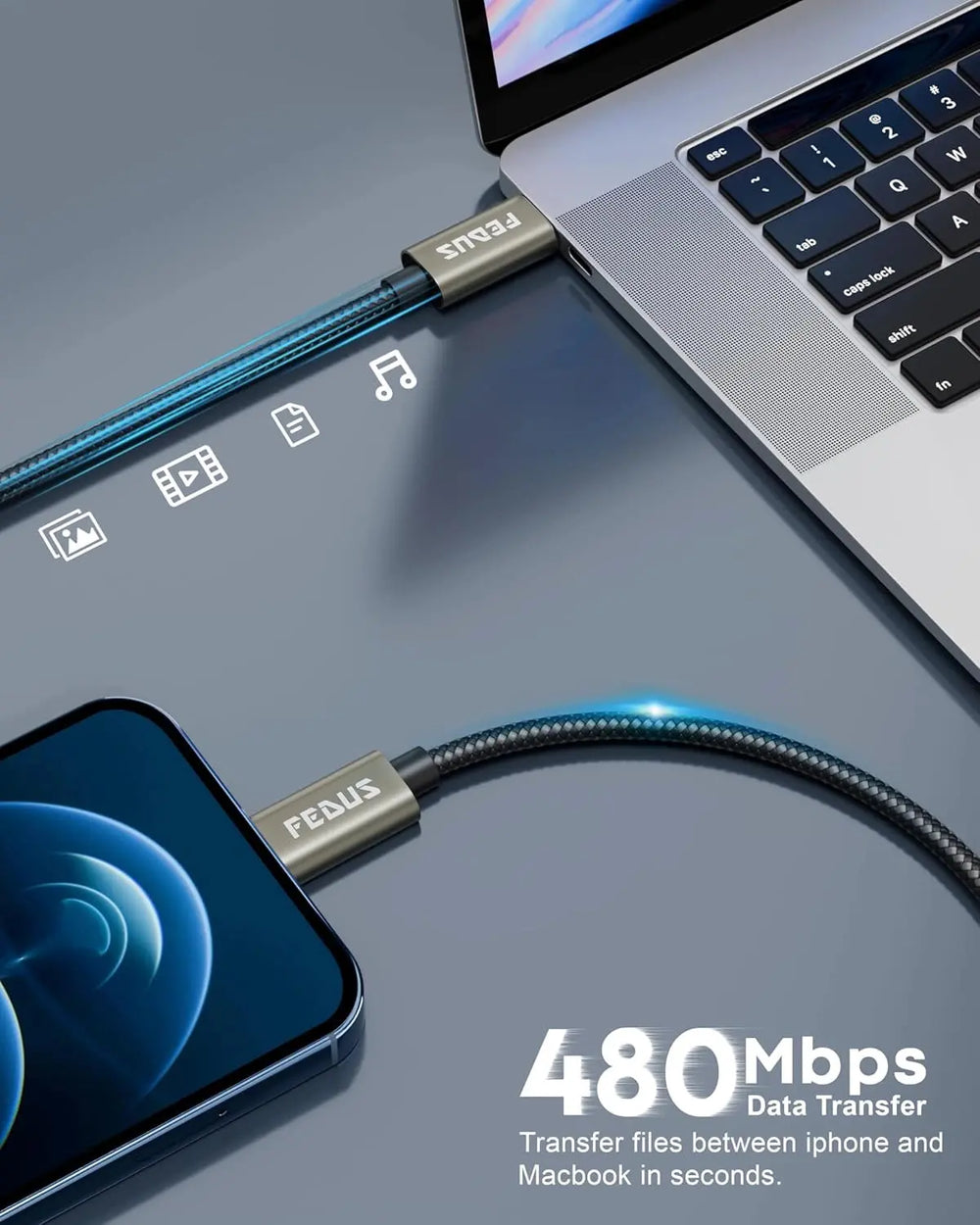 FEDUS USB C to Lightning Cable Fast Quick Charge Support Type C to Lightning Cable Nylon Braided sync Charging Cord for Car, iPhone, iPad, AirPods MacBook,14/14 Pro/14 Pro Max/13/13 Pro/12/12 Cheeku Technologies
