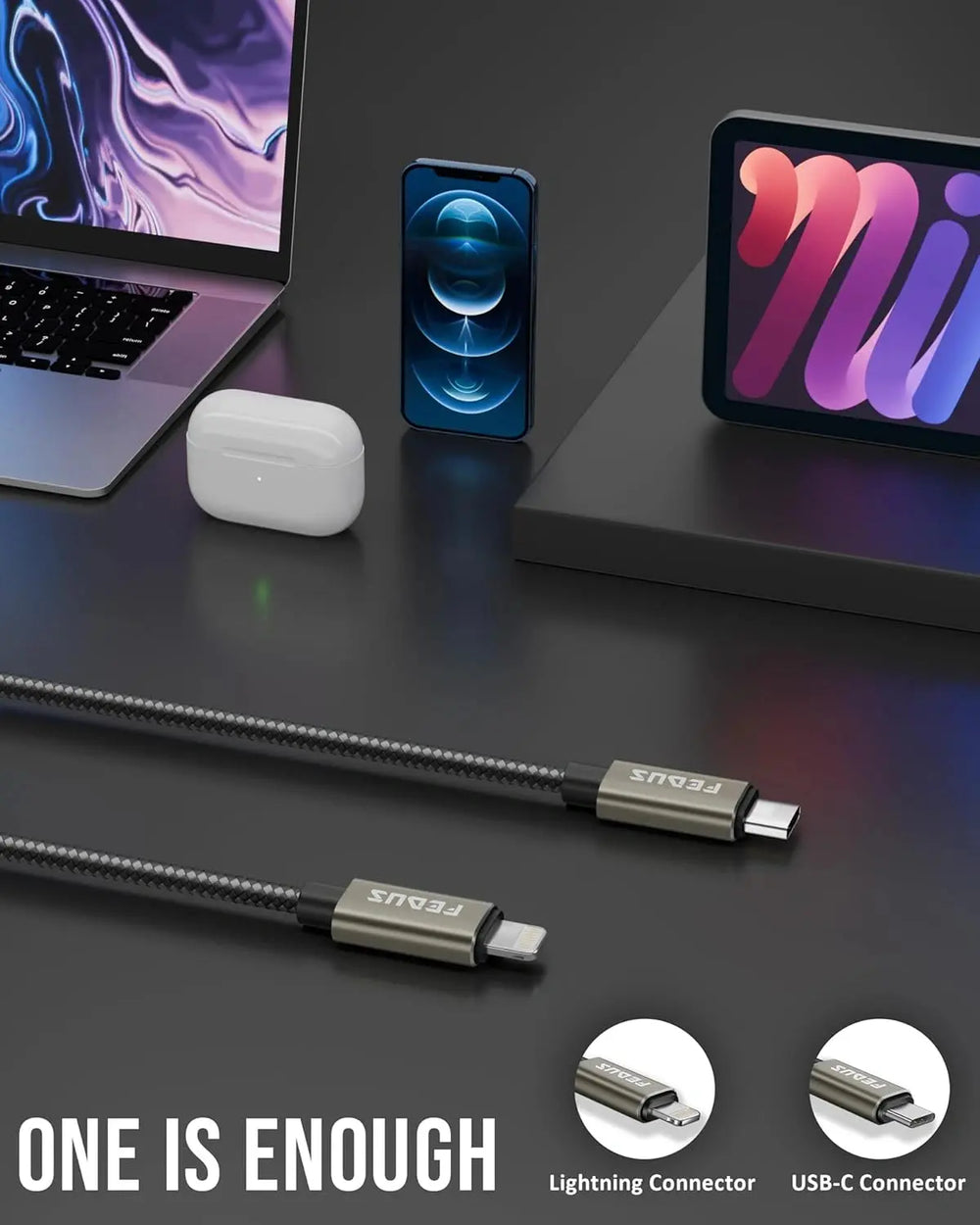 FEDUS USB C to Lightning Cable Fast Quick Charge Support Type C to Lightning Cable Nylon Braided sync Charging Cord for Car, iPhone, iPad, AirPods MacBook,14/14 Pro/14 Pro Max/13/13 Pro/12/12 Cheeku Technologies