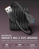 Black USB cable with connectors on a gradient background, featuring branding text.