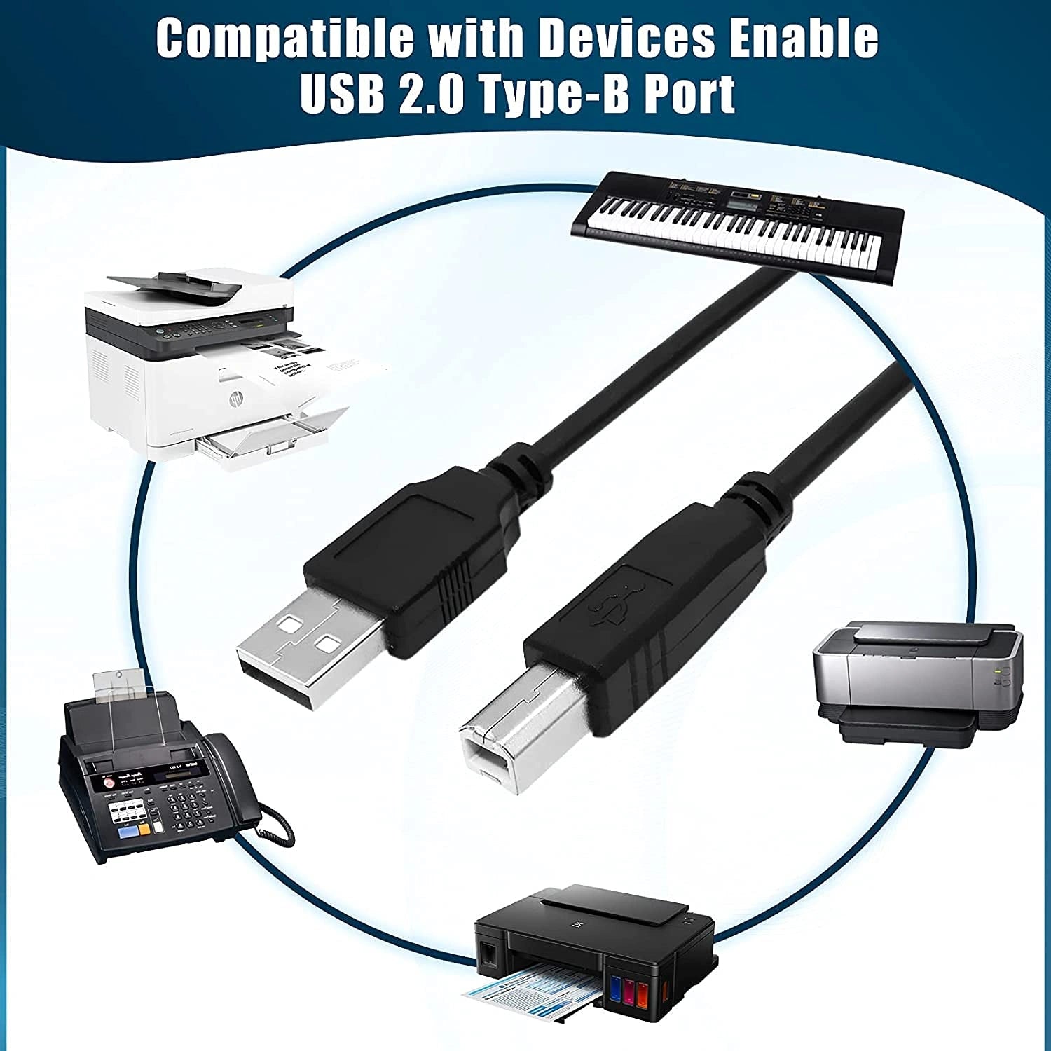 USB Printer Cable - USB 2.0 A Male to B Male Cord – FEDUS
