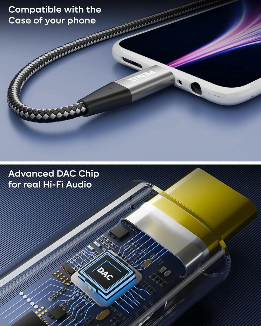 FEDUS USB Type C to 3.5mm Female Headphone Jack Adapter, 3.5 mm jack to Type C connector, Aux to Type C Audio Dongle Cable Cord for iPhone 16/15, Galaxy S24/S23 Ultra, iPad Pro, Headphone, Speaker, Car FEDUS